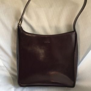 Oroton shiny leather bag. Brownish burgundy.